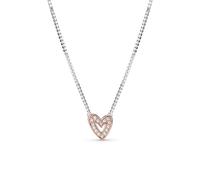 Pandora Sparkling Freehand Heart Necklace - 14k Rose Gold & Cubic Zirconia - Gift for Her - No Box