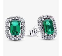 PANDORA Sparkling Green Rectangular Stud Earrings 294501C01