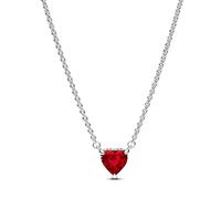 Pandora Sparkling Red Heart Halo Necklace - Silver