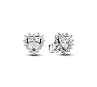 Pandora Timeless Heart sterling silver stud earrings with clear cubic zirconia