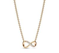Pandora Moments Sparkling Infinity 14k gold-plated collier with clear cubic zirconia,