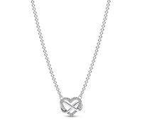 Pandora Moments Sparkling Infinity heart sterling silver necklace with clear cubic zirconia,