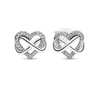 Pandora Moments Infinity heart sterling silver stud earrings with clear cubic zirconia