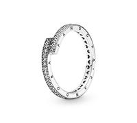 PANDORA Sparkling Overlapping Ring - Chic Statement Ring - Layering or Stackable Ring for Women - Gift for Her - Sterling Silver with Clear Cubic Zirc