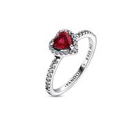 Pandora Timeless Heart sterling silver ring with cherries jubilee red crystal and clear cubic zirconia, 58