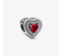 PANDORA Sparkling Red Levelled Heart Charm 799218C02