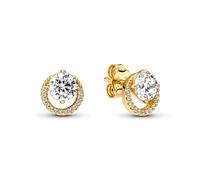 Pandora Sparkling Round Halo Stud Earrings, Gold, No Box