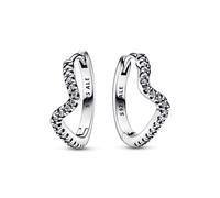 Pandora Sparkling Wave Hoop Earrings - Silver