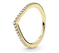 Pandora Sparkling Wishbone 14k gold-plated ring with clear cubic zirconia, 60