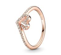 Pandora Sparkling Wishbone Heart 14k rose gold-plated ring with clear cubic zirconia, 60