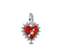 PANDORA Moments Rotating Arrow Heart Charm Pendant Made of Sterling Silver with Artificial Opal and Cubic Zirconia, Compatible Moments and ME Bracelets, 793667C01, Rot, Sterling Silver, Crystal