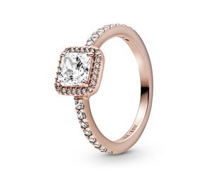 Pandora Square Rose Gold Sparkle Halo Ring - Ring Size 50