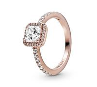 Pandora Timeless Elegance 14k Rose gold-plated ring with clear cubic zirconia, 54