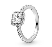Pandora Square Silver Sparkle Halo Ring - 58