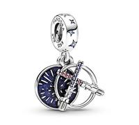 PANDORA Star Wars Lightsaber Sterling Silver Double Charm with Cubic Zirconia and Crystals, 11,3mm, Sterling Silver, Cubic Zirconia