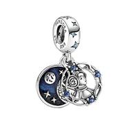 PANDORA Star Wars Princess Leia 799251C01 Double Charm Pendant in Blue Sterling Silver and Zirconia Stones, 11,3mm, Sterling Silver, Cubic Zirconia