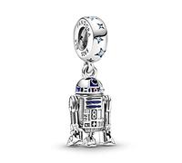 PANDORA Star Wars R2-D2 Sterling Silver Charm with Cubic Zirconia Stones 799248C01, 14,3mm, Sterling Silver, Cubic Zirconia