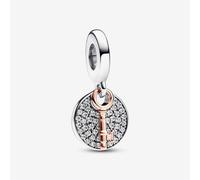 PANDORA Sterling Silver & 14ct Rose Gold Plating Cubic Zircona Key Charm 783236C01