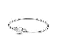 Pandora Sterling Silver Bangle with Heart and Wings, Size 19, No Gift Box, One Size, Metal, Cubic Zirconia