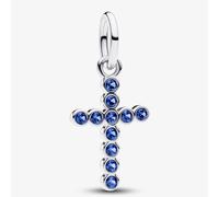 PANDORA Sterling Silver Blue Cubic Zirconia Cross Dangle Charm 794063C01