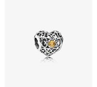 PANDORA Sterling Silver Citrine November Birthstone Heart Charm 791784CI