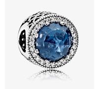 PANDORA Sterling Silver Cubic Zirconia Blue Radiant Heart Charm 791725NMB