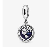 PANDORA Sterling Silver Cubic Zirconia Blue Spinning Globe Charm 798021CZ