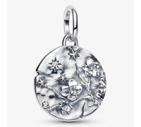 PANDORA Sterling Silver Cubic Zirconia Cherry Blossom Medallion Dangle Charm 794085C01