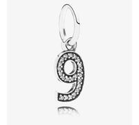 PANDORA Sterling Silver Cubic Zirconia Number Nine Dangle Charm 791347CZ
