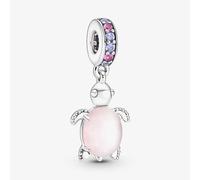PANDORA Sterling Silver Cubic Zirconia Pink Murano Glass Sea Turtle Charm 798939C02