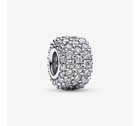 PANDORA Sterling Silver Cubic Zirconia Sparkling Pave Triple Row Charm 792820C01