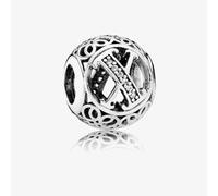 PANDORA Sterling Silver Cubic Zirconia Vintage Letter X Charm 791868CZ