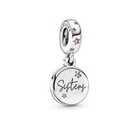 PANDORA Moments Women's Sterling Silver Forever Sisters Cubic Zirconia Dangle Charm for Bracelet, No Box