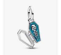 PANDORA Sterling Silver Glow In The Dark Coffin Skeleton Dangle Charm 794058C01