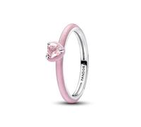 Pandora Sterling Silver Heart Ring with Orchid Crystal & Sparkling Pink Enamel UK Size 14 Sterling Silver Crystal, 48, Sterling Silver, Crystal