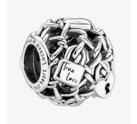 PANDORA Sterling Silver Openwork Wire Heart Padlock Charm 790071C00