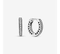 PANDORA Sterling Silver Pave Heart Hoop Earrings 296317CZ