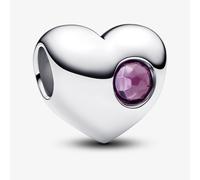 PANDORA Sterling Silver Pink Cubic Zirconia February Birthstone Heart Charm 794161C02