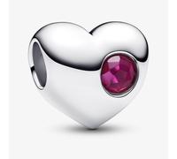 PANDORA Sterling Silver Pink Cubic Zirconia July Birthstone Heart Charm 794161C07