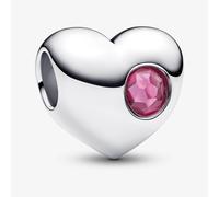 PANDORA Sterling Silver Pink Cubic Zirconia October Birthstone Heart Charm 794161C10