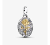 PANDORA Sterling Silver Rose Gold Rose Medallion Dangle Charm 764087C00
