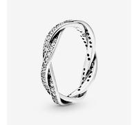 Pandora Sterling Silver Sparkling Twisted Lines Ring 190892CZ-52