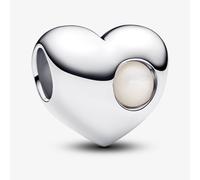 PANDORA Sterling Silver Synthetic Pearl June Birthstone Heart Charm 794161C06