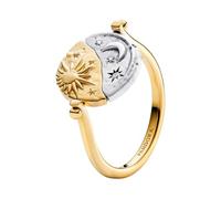 PANDORA Sun and Moon Reversible 14K Gold Plated Sterling Silver Cubic Zirconia Locket Ring 164810C08