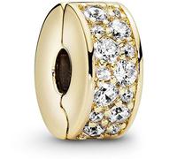 Pandora Timeless 14k Gold-plated clip with clear cubic zirconia and silicone grip