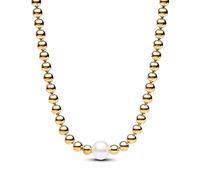 Pandora Timeless Beaded sterling silver bracelet with white treated freshwater cultured pearl and clear cubic zirconia, 20