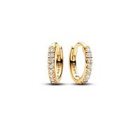 Pandora Timeless 14k Gold-plated hoop earrings with clear cubic zirconia