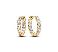 Pandora Timeless 14k Gold-plated hoop earrings with clear cubic zirconia