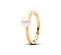 Pandora Timeless 14k Gold-plated ring with white treated freshwater cultured pearl, 54