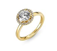 Pandora Timeless 14k Gold-plated Sparkling Round Halo ring with clear cubic zirconia, 58